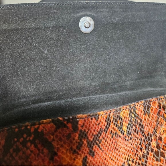 Vintage Laura Leigh Ltd. Y2K Orange Snakeskin Print Leather Shoulder Bag - Picture 8 of 9